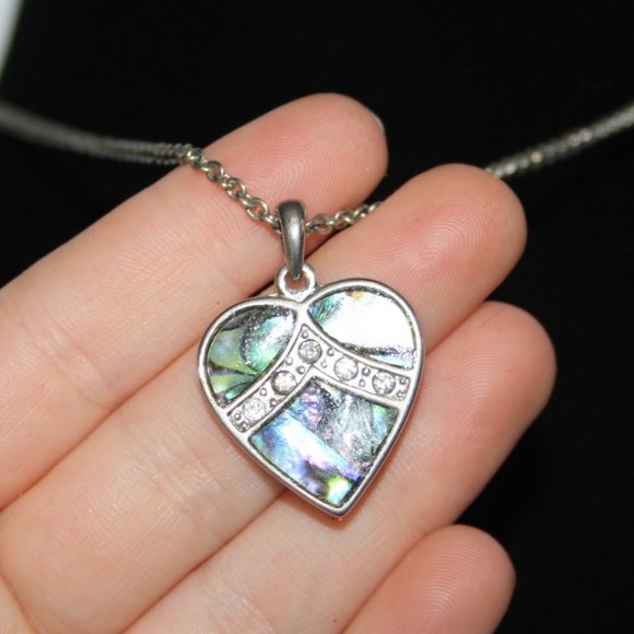 Beautiful silver and Abalone Shell heart necklace